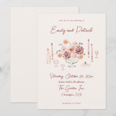 Hand getekende Funky Whimsical Wedding Kaart (Voorkant / Achterkant)