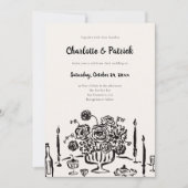Hand getekende Funky Whimsical Wedding Kaart (Voorkant)