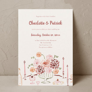 Hand getekende Funky Whimsical Wedding Kaart