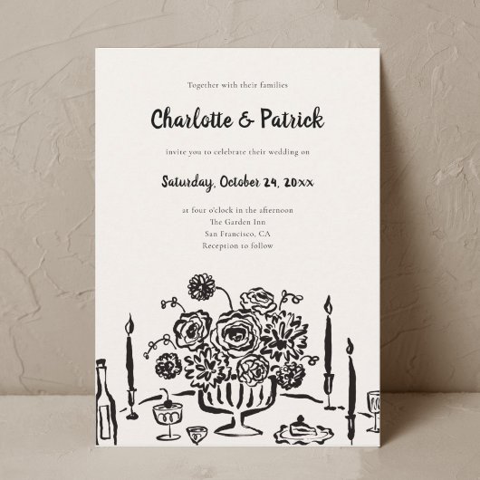 Hand getekende Funky Whimsical Wedding Kaart