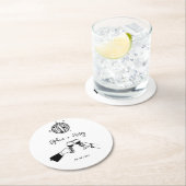 Hand getekende funky Whimsical Wedding Ronde Kartonnen Onderzetter (Insitu)