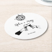 Hand getekende funky Whimsical Wedding Ronde Kartonnen Onderzetter (Gebogen)