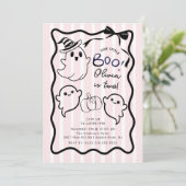 Hand getekende geest verjaardagsfeestje uitnodigin kaart (Staand voorkant)