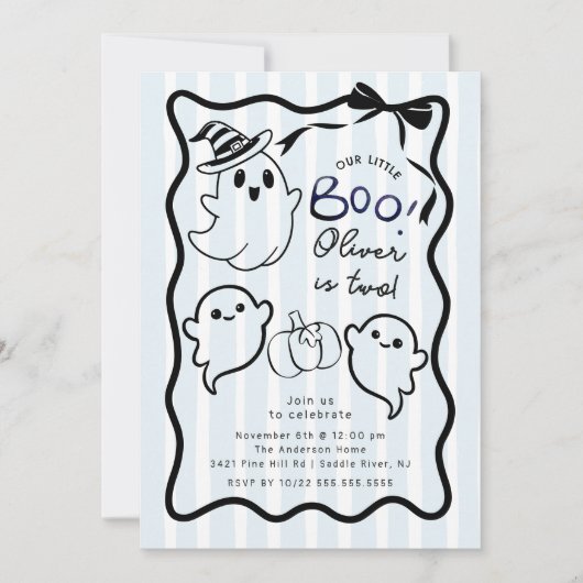 Hand getekende geest verjaardagsfeestje uitnodigin kaart (Voorkant)