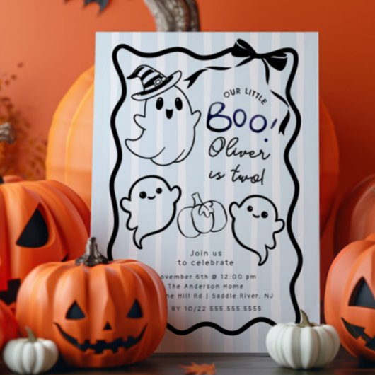 Hand getekende geest verjaardagsfeestje uitnodigin kaart