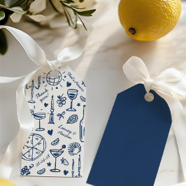 Hand-getekende geïllustreerde bruiloft Dank u Cadeaulabel