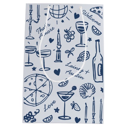 Hand-getekende geïllustreerde bruiloft welkom cade medium cadeauzakje (Achterkant)