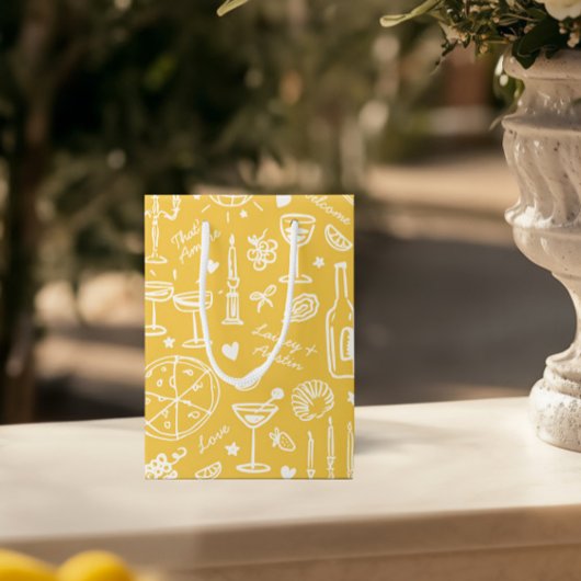 Hand-getekende geïllustreerde bruiloft welkom cade medium cadeauzakje