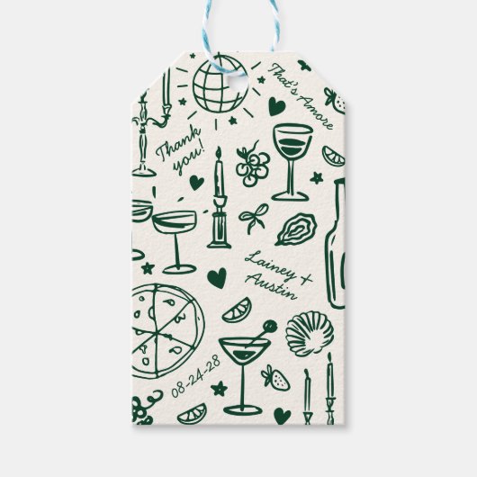 Hand-getekende geïllustreerde bruiloft welkom cadeaulabel (Voorkant)