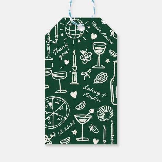 Hand-getekende geïllustreerde bruiloft welkom cadeaulabel (Voorkant)