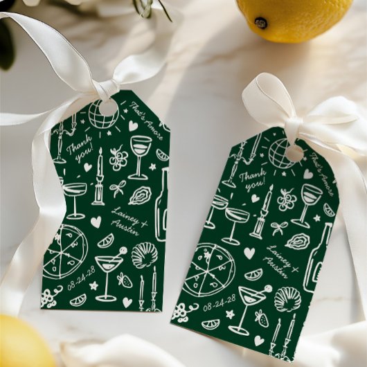 Hand-getekende geïllustreerde bruiloft welkom cadeaulabel