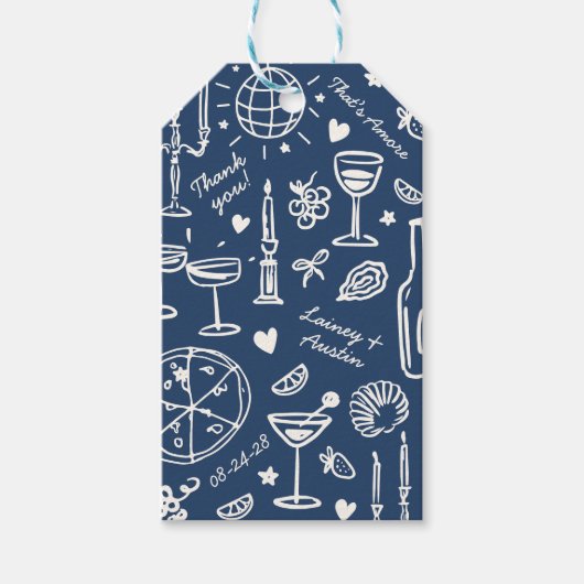 Hand-getekende geïllustreerde bruiloft welkom cadeaulabel (Voorkant)