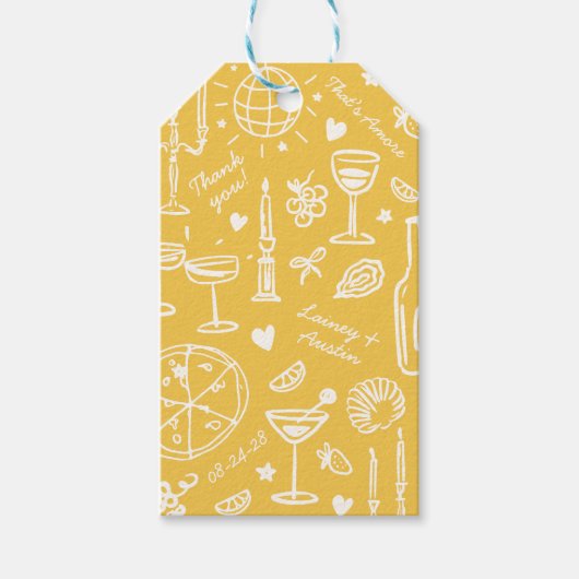 Hand-getekende geïllustreerde bruiloft welkom cadeaulabel (Voorkant)