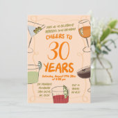 Hand getekende geïllustreerde Oranje cocktail Verj Kaart (Staand voorkant)