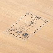 Hand getekende geïllustreerde zwart-wit Afstudeerd Acryl Uitnodigingen (Laagn)