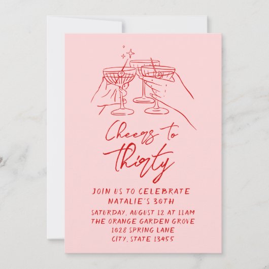 Hand getekende gejuich om dertig 30e foto verjaard kaart (Voorkant)