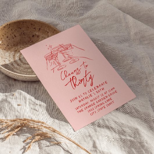 Hand getekende gejuich om dertig 30e foto verjaard kaart