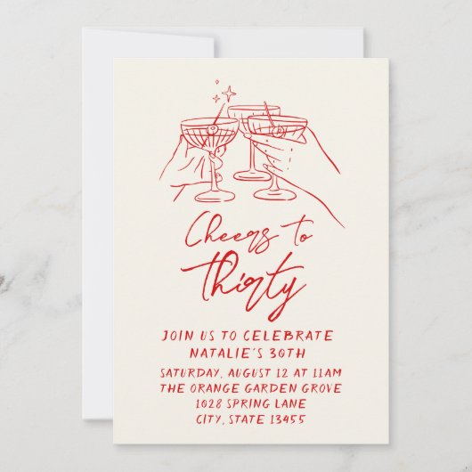 Hand getekende gejuich om dertig 30e foto verjaard kaart (Voorkant)