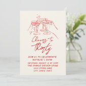 Hand getekende gejuich om dertig 30e foto verjaard kaart (Staand voorkant)