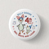Hand getekende Gekke Mama Goose 4th juli Button (Voorkant)