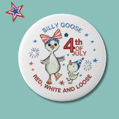 Hand getekende Gekke Mama Goose 4th juli Button