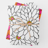 Hand getekende gelaagde Zinnia Abstracte Patronen Inpakpapier Vel (In situ)