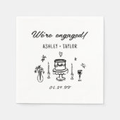 Hand Getekende Grappige Verlovingsfeest Uitnodigin Servet (Voorkant)