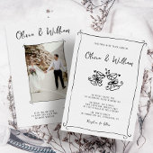 Hand-getekende grillige foto All-in-One bruiloft Kaart