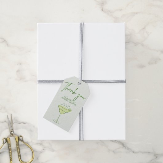 Hand Getekende Groene Cocktail Lime Schrift Bedank Cadeaulabel (Met Touw)