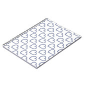 Hand getekende harten ontwerp donkerblauw op wit notitieboek (Linkerzijde)