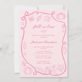 Hand getekende hete roze Herfst in liefde Vrijgeze Kaart (Voorkant)