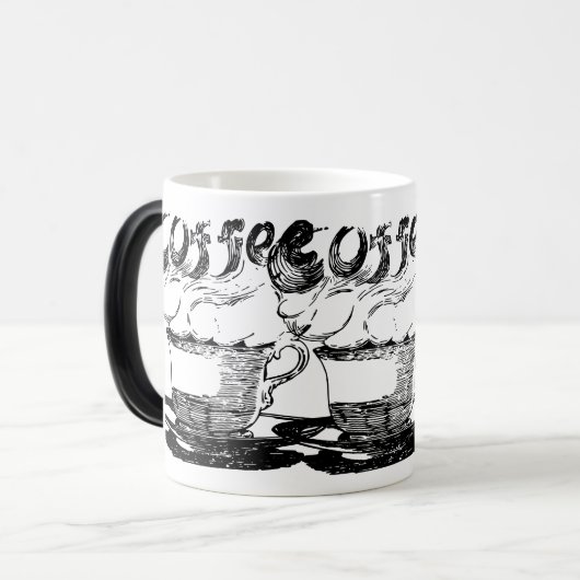 Hand getekende illustratie, koffiedrank magische mok (Voorkant links)