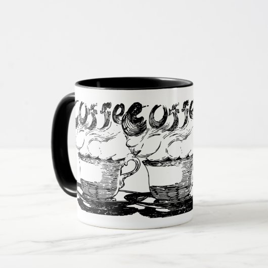 Hand getekende illustratie, koffiedrank mok (Voorkant links)