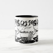 Hand getekende illustratie, koffiedrank tweekleurige koffiemok (Center)