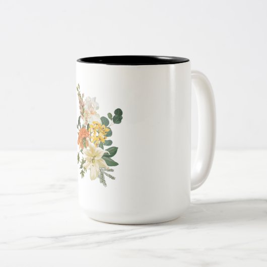 Hand getekende illustratie van een bloemen boeket. tweekleurige koffiemok (Voorkant rechts)