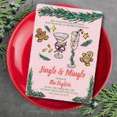 Hand getekende jingle en meng kerstcocktail kaart