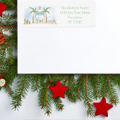 Hand getekende kerststal Alles is rustig Gezegde Etiket