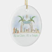 Hand getekende kerststal Alles is rustig Gezegde Keramisch Ornament (Rechts)