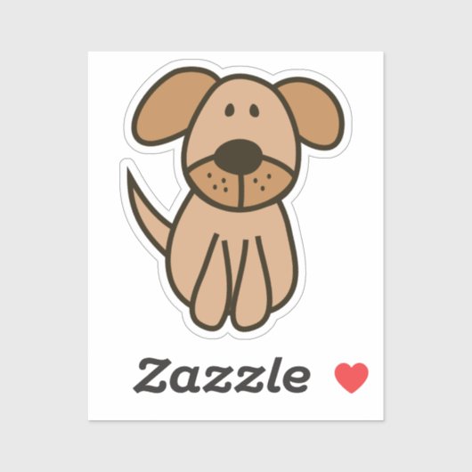 Hand getekende kleur puppy op maat gesneden vinyl  sticker (Vel)