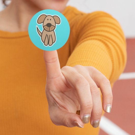 Hand getekende kleur puppy op maat gesneden vinyl  sticker