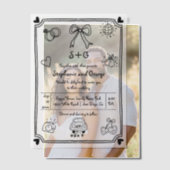 Hand getekende krabbel doodle grillige bruiloft vellum uitnodigingen (Offset (Koppel))