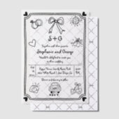 Hand getekende krabbel doodle grillige bruiloft vellum uitnodigingen (Offset (Uitnodiging))