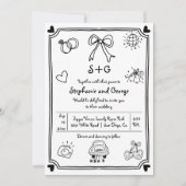 Hand getekende krabbel doodle QR grillige bruiloft Kaart (Voorkant)