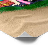 Hand-getekende kunst | Vrouw bij strand Poster (Hoek)