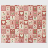 Hand Getekende Love Patchwork - Inpakpapier Rol (Vlak)