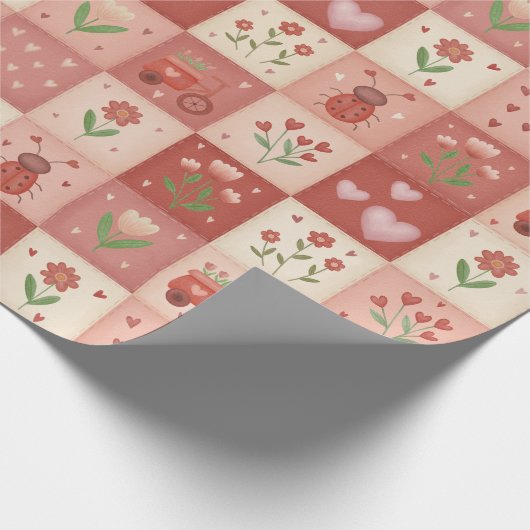 Hand Getekende Love Patchwork - Inpakpapier Rol (Hoek)