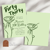 Hand getekende Martini Dirty 30 volwassen verjaard Kaart