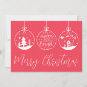 Hand Getekende Merry Bright Kerstmis Feestdagenkaart (Voorkant)
