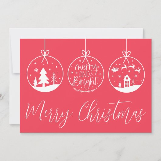 Hand Getekende Merry Bright Kerstmis Feestdagenkaart (Voorkant)