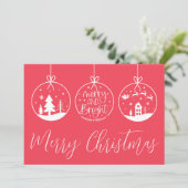 Hand Getekende Merry Bright Kerstmis Feestdagenkaart (Staand voorkant)